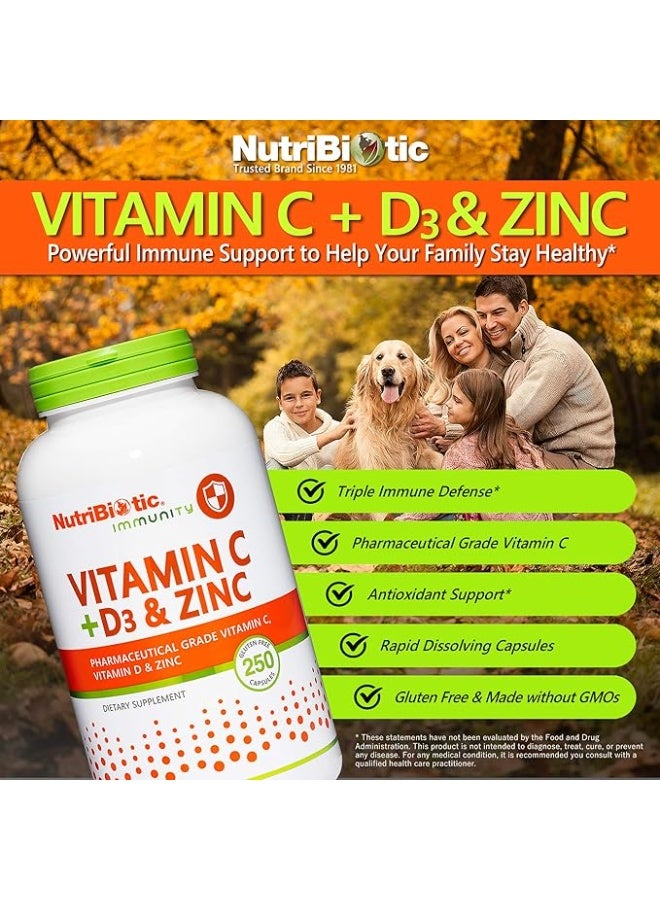 نيوتريبايوتك نيوتري بيوتيك، لتقوية المناعة، يحتوي على فيتامين ج + د3 والزنك، 250 كبسولة - Image 3